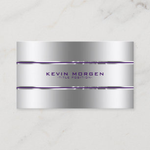 Minimalistic Purple & Silver Stripes Business Card
