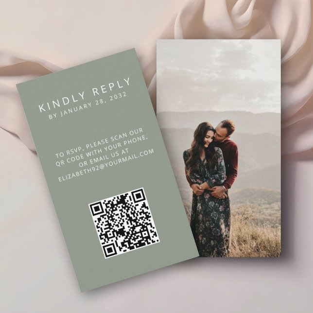 Minimalistic QR Code photo RSVP Enclosure Card (Creator Uploaded)