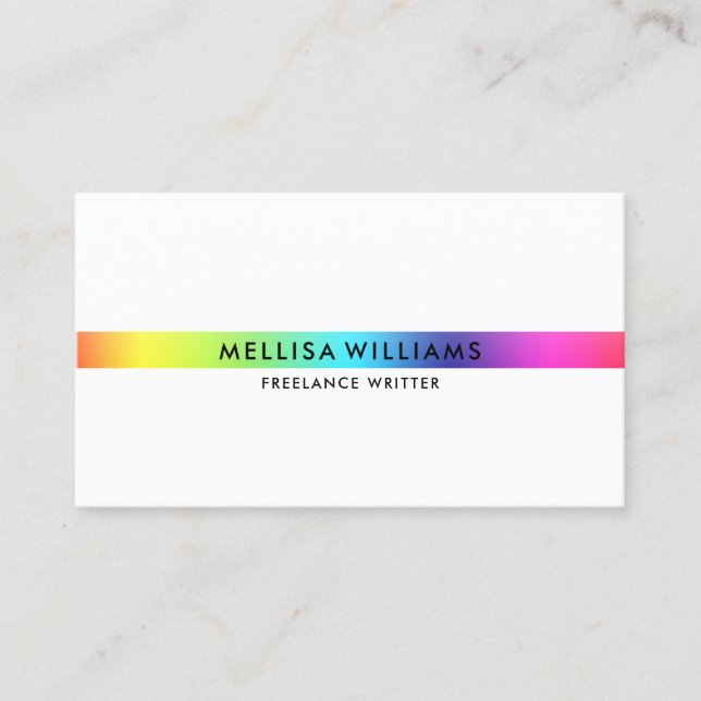 Minimalistic Rainbow Colours Thin Stripe Business Card (Front)