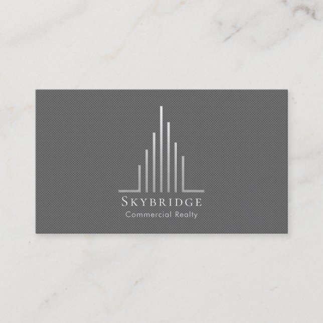 Minimalistic Real Estate Logo | Grey Pindots Business Card (Front)