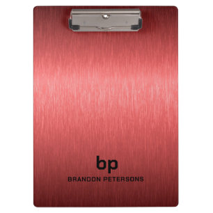 Minimalistic Red Black Metallic Texture Print Clipboard