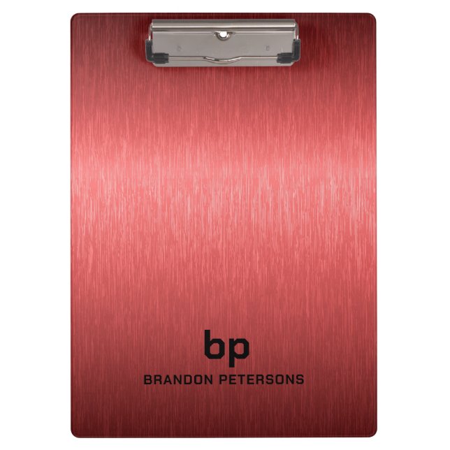 Minimalistic Red Black Metallic Texture Print Clipboard (Front)