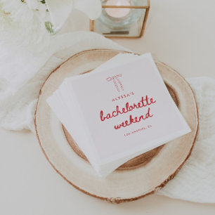 Minimalistic Red Bow Custom Bachelorette Weekend Napkin