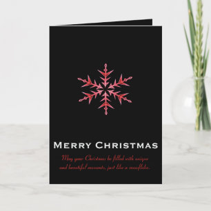 Minimalistic Red Snowflake Hand Drawn Art Card