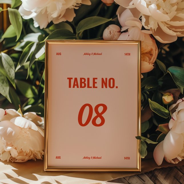 Minimalistic Retro Colours Wedding  Table Number (Creator Uploaded)