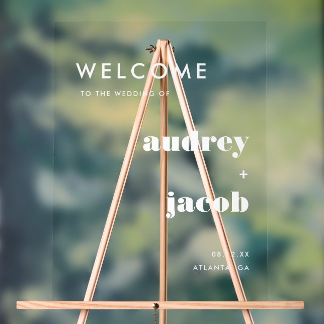 Minimalistic Retro Typography Wedding Welcome Acrylic Sign (Neutral)
