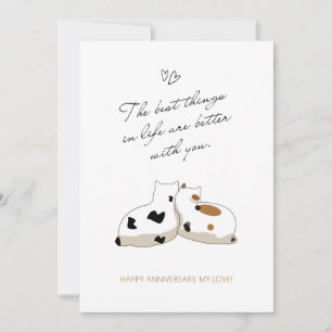 Minimalistic romantic couples happy anniversary holiday card