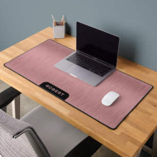 Minimalistic rose-gold brushed aluminium texture desk mat