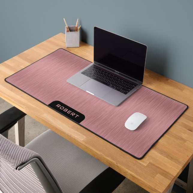 Minimalistic rose-gold brushed aluminium texture desk mat (Office 2)