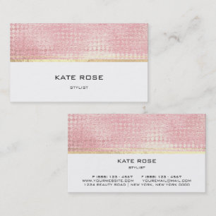 Minimalistic Rose Gold Peach Pink White Stylist Business Card