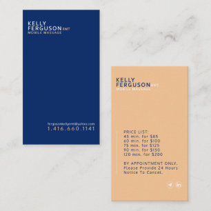 Minimalistic Royal Blue Peach Business Card