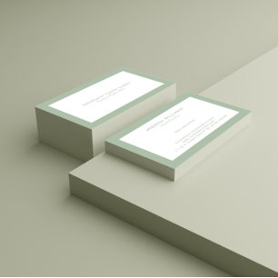 Minimalistic Sage-Green Border On White Business Card