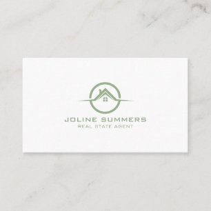 Minimalistic Sage Green & White Real Estate Agent Appointment Card