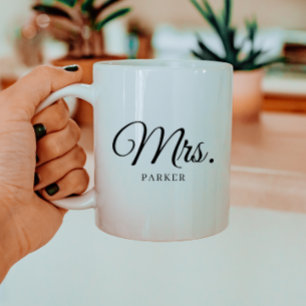 Minimalistic Script "Mrs." Custom Wedding Name Coffee Mug
