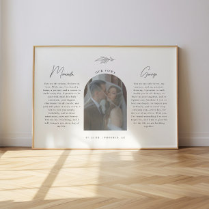 Minimalistic Script Wedding Vows w/ Photo Arch  Poster