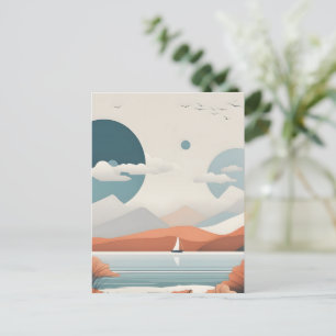 Minimalistic sea art postcard