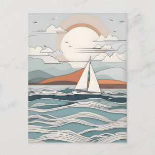 Minimalistic sea art postcard