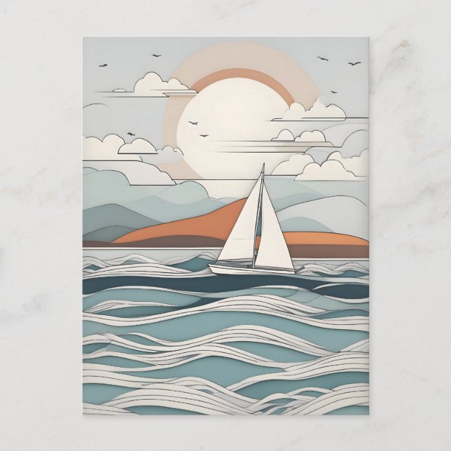 Minimalistic sea art postcard (Front)
