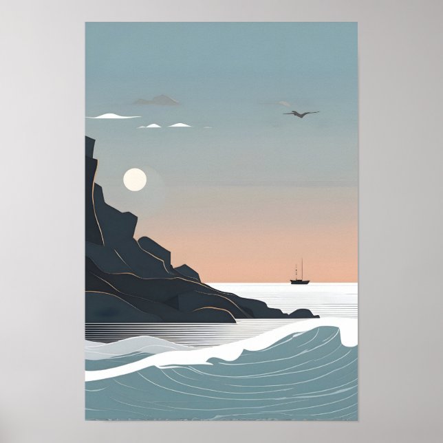 Minimalistic sea art poster (Front)