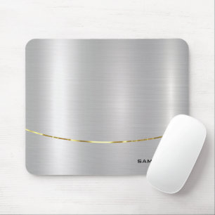 Minimalistic Shiny Faux Silver Background Mouse Mat