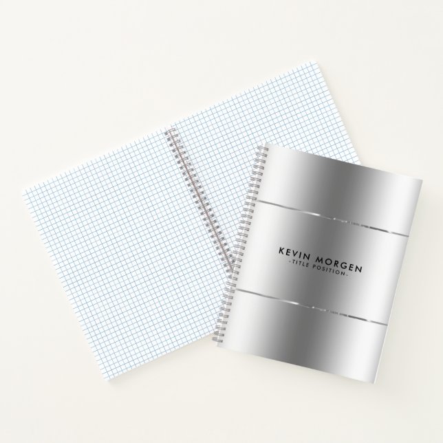 Minimalistic Shiny Stainless-Steel Look Notebook (Inside)