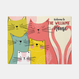 Minimalistic Siberian Cat Mum Dad DIY Outdoor Doormat