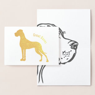 Minimalistic silver foil Great Danes Cards