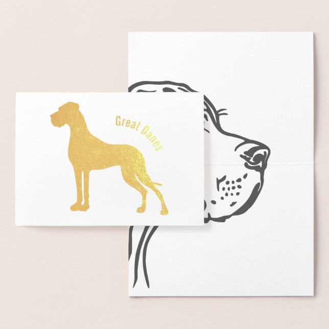 Minimalistic silver foil Great Danes Cards (Display)