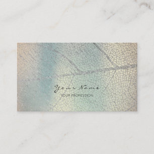 Minimalistic Silver Gray Leaf Mother Pearl Blue Business Card