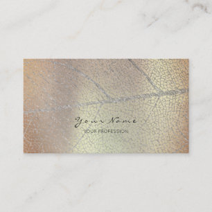Minimalistic Silver Gray Leaf Rose Gold Copper Business Card