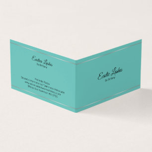 Minimalistic Silver stripes turquoise background Business Card