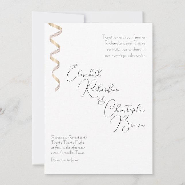 Minimalistic simple elegant classy modern light invitation (Front)