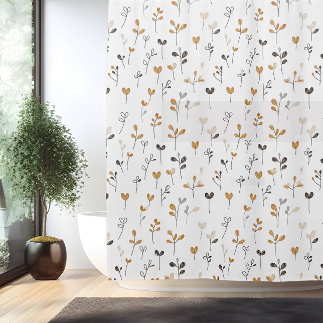 Minimalistic Simple Flower Line Art Shower Curtain (Creator Uploaded)