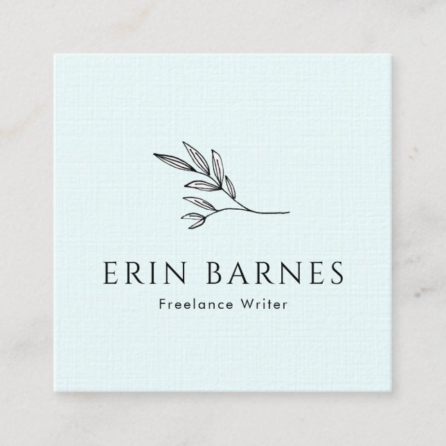 Minimalistic Simple Hand Drawn Tree Branch Square Business Card (Front)