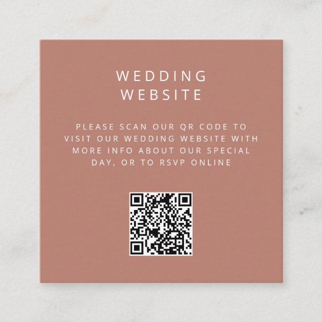 Minimalistic simple QR Code wedding website Enclosure Card (Front)