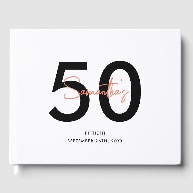Minimalistic Simple Script Birthday  Guest Book (Front)