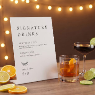 Minimalistic Simple Signature Drinks Wedding Sign