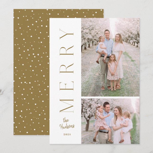 Minimalistic Simple Typography 2-Photo Holiday Car (Front/Back)