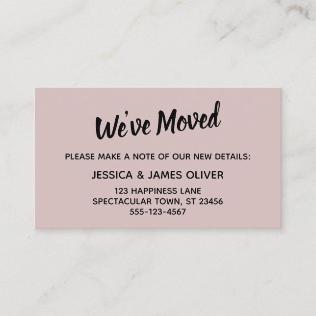 Minimalistic Simple We've Moved Mauve Pink Card (Front)