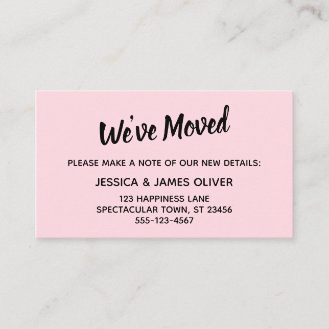 Minimalistic Simple We've Moved Pastel Pink Card (Front)