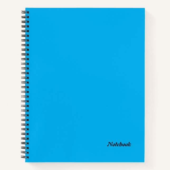 Minimalistic Sky Blue Customisable Name  Notebook (Front)