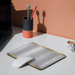 Minimalistic Slick Silver & Gold Metallic Texture  Mouse Mat<br><div class="desc">Elegant metallic silver texture,  brushed aluminium look with gold border accents—customisable typography in black.
Minimalistic simple modern,  slick design.</div>