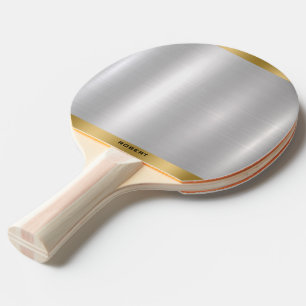 Minimalistic Slick Silver & Gold Metallic Texture  Ping Pong Paddle