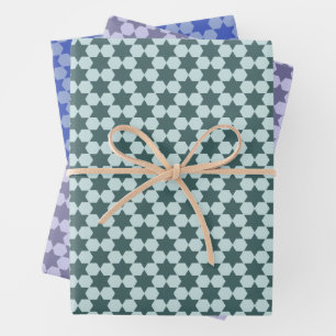 Minimalistic Small Six-Pointed Stars Geometric Wrapping Paper Sheet