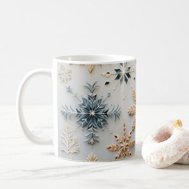Minimalistic Snowflakes Mug (With Donut)