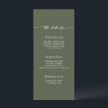 Minimalistic Solid Colour Dark Forest Green Weddin Menu<br><div class="desc">Simple Minimalistic Solid Colour Dark Forest Green Wedding Dinner Menu. This modern chic Menu Card is simple classic and elegant with a plain solid colour background and a pretty signature script calligraphy font with tails. Shown in the Dark Forest Green Colorway. With a pretty monogram on the back side. Available...</div>