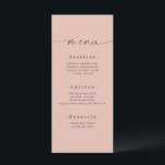 Minimalistic Solid Colour Light Blush Pink Wedding Menu<br><div class="desc">Simple Minimalistic Solid Colour Light Blush Pink Wedding Dinner Menu. This modern chic Menu Card is simple classic and elegant with a plain solid colour background and a pretty signature script calligraphy font with tails. Shown in the Light Blush Pink Colorway. With a pretty monogram on the back side. Available...</div>