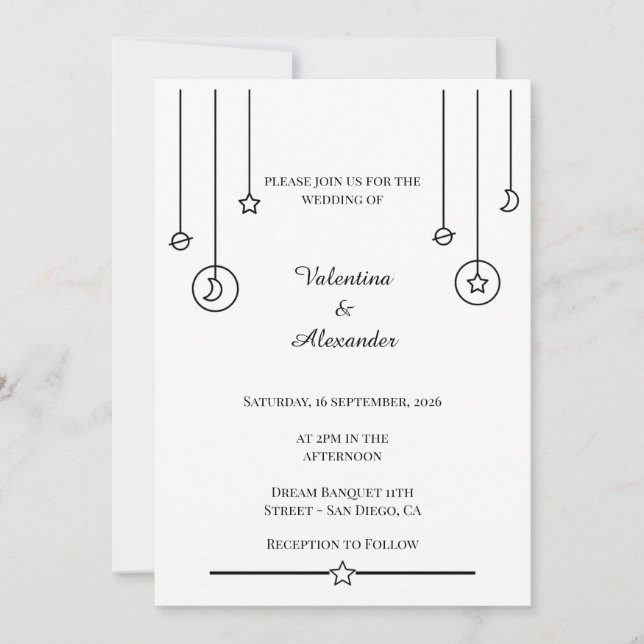 Minimalistic Space Wedding Invitation (Front)