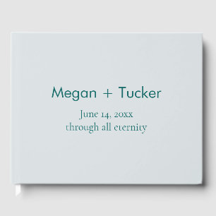 Minimalistic Teal on Blue Text-Based Wedding Guest Book