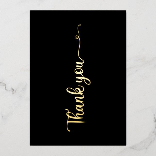 Minimalistic Thank You Black Gold Foil Card (Front)